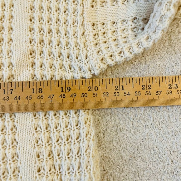 Vintage Saturdays Cream Knit Crew Neck Sweater Medium Acrylic Pullover 80s 1988 - Picture 6 of 8